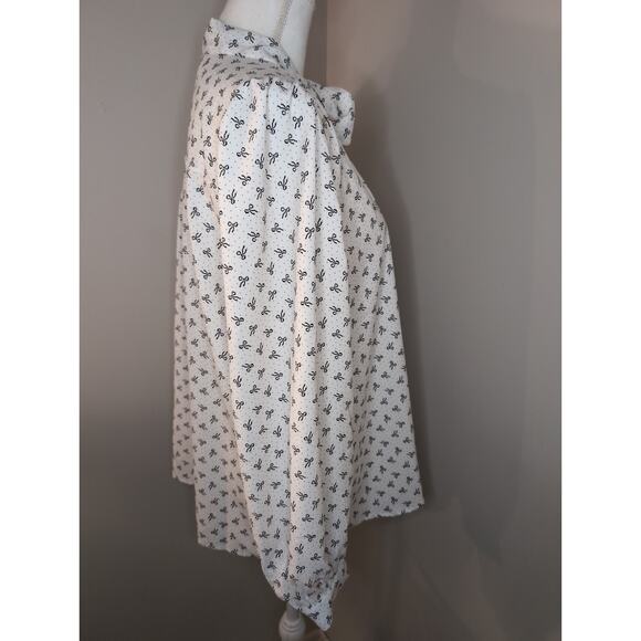 Ann Taylor Loft black and white coquette bow blouse shirt sz Xl - Picture 5 of 8